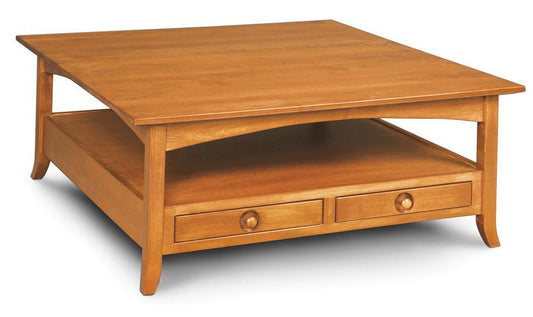 Shaker Hill 4-Drawer Square Coffee Table Off Catalog Simply Amish Smooth Cherry