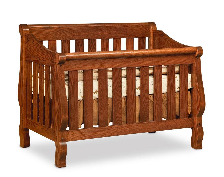 Sleigh Convertible Crib Off Catalog Simply Amish Smooth Cherry 
