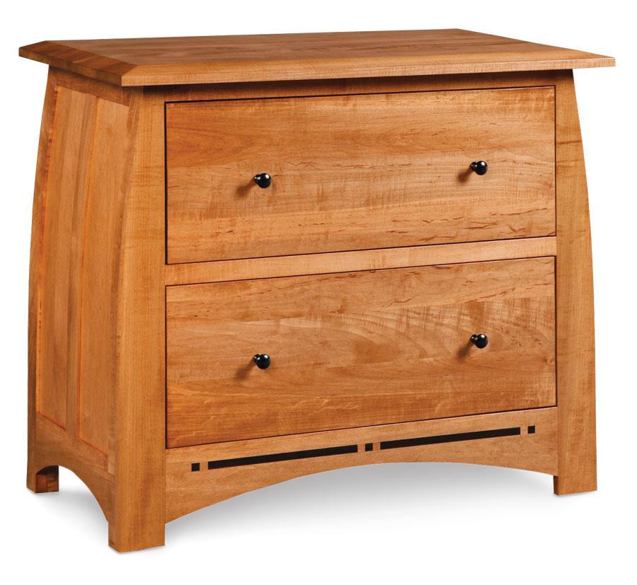 Aspen File Cabinet with Inlay, Lateral Office Simply Amish Smooth Cherry 