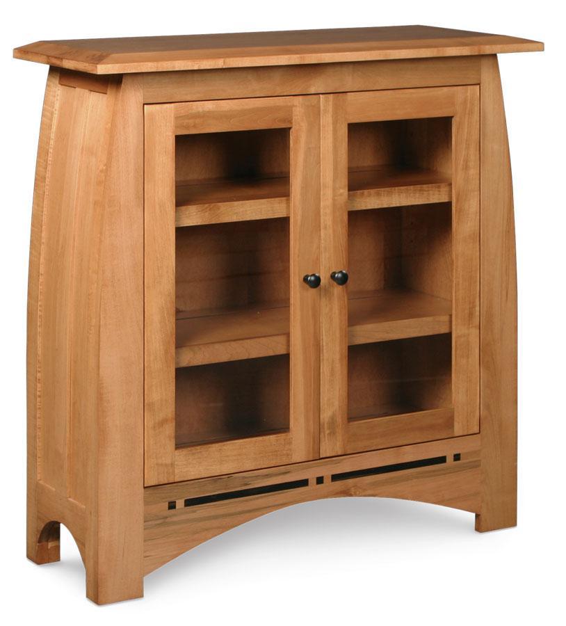 Aspen Short Bookshelves Office Simply Amish Glass Doors 2 Shelves Smooth Cherry