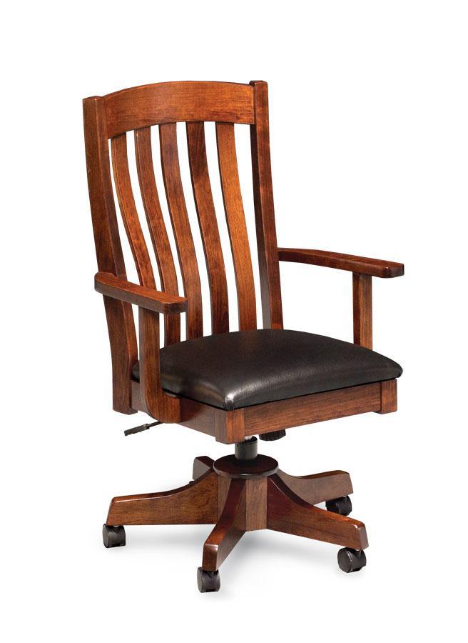 Bradford Arm Desk Chair Off Catalog Simply Amish Gray Performance Fabric Smooth Cherry 