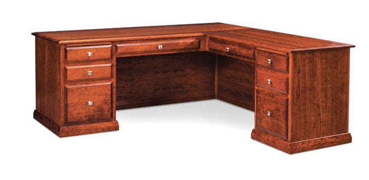 Colburn L-Shape Desk Right, Panel Back Off Catalog Simply Amish Smooth Cherry 
