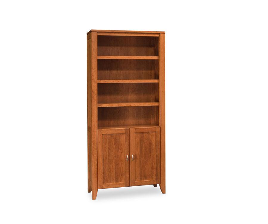 Justine Bookshelves Office Simply Amish 72 inches high (3 shelves) Wood Doors on Bottom Only Smooth Cherry