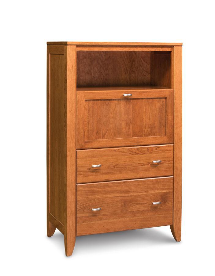 Justine Laptop Cabinet with File Drawer Office Simply Amish Smooth Cherry