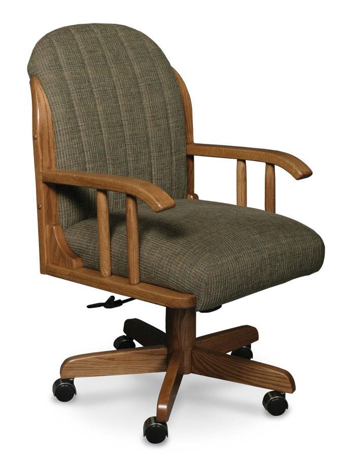 Kelsey Arm Desk Chair Off Catalog Simply Amish Gray Performance Fabric Smooth Cherry 