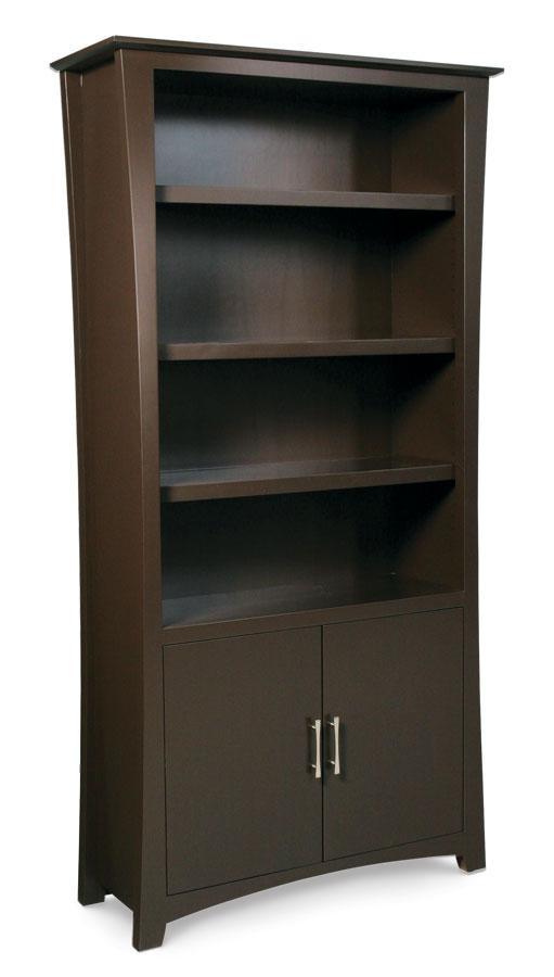 Loft Bookshelves Office Simply Amish 65 inches high (3 shelves) Wood Doors on Bottom Only Smooth Cherry