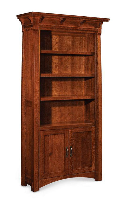 MaRyan Bookshelves Office Simply Amish 65 inches high (3 shelves) Wood Doors on Bottom Only Smooth Cherry