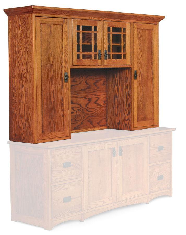 Prairie Mission Hutch Top with Mullions Office Simply Amish Smooth Cherry