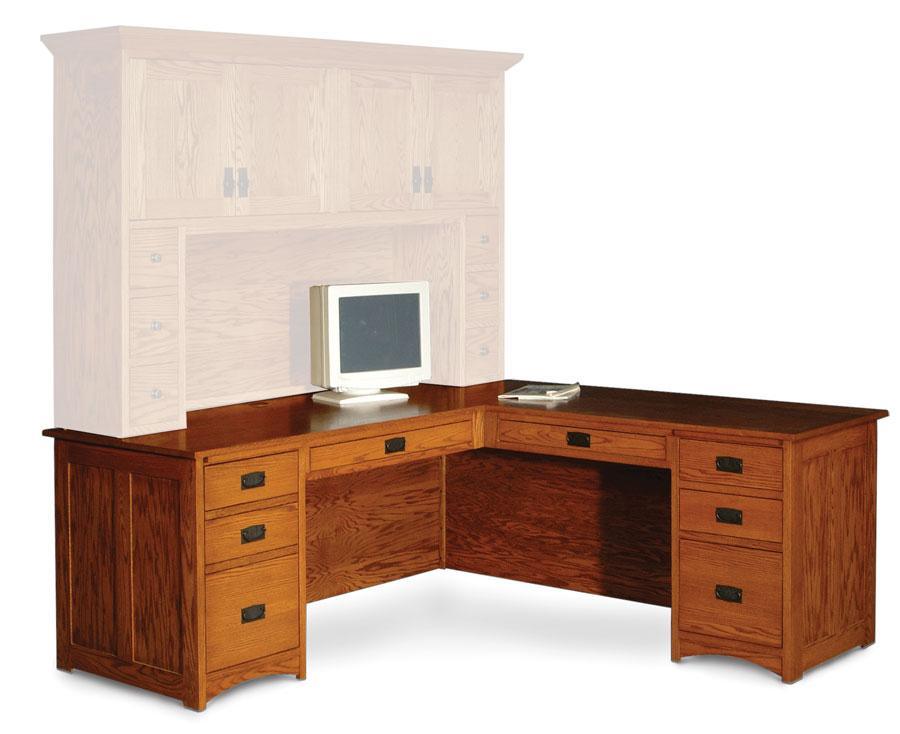 Prairie Mission L-Shape Desk Left Return, Flat-Panel Back Office Simply Amish Smooth Cherry 