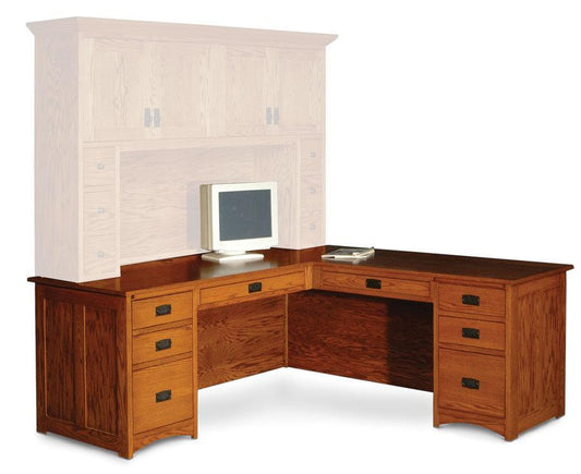 Prairie Mission L-Shape Desk Right Return, Plain Back Office Simply Amish Smooth Cherry 