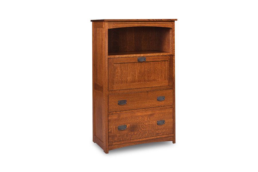 Prairie Mission Laptop Cabinet with File Drawer Office Simply Amish Smooth Cherry