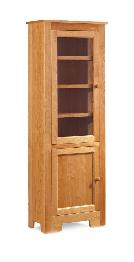Shaker Narrow Bookshelves Off Catalog Simply Amish 3 Adjustable Shelves Glass Doors on Top Wood Doors on Bottom Smooth Cherry