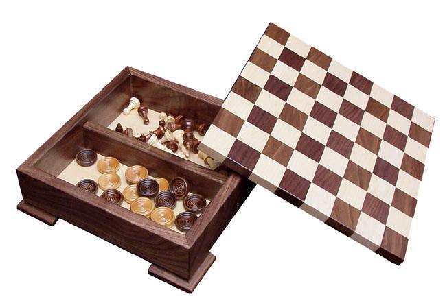 Maple and Walnut Chess Set with Base Gifts Superior Woodcrafts 