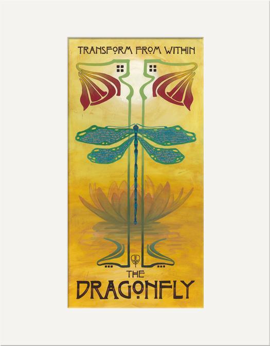 Julie Leidel Art Nouveau Dragonfly Print Decor The Bungalow Craft 4 x 8 Matted Print 
