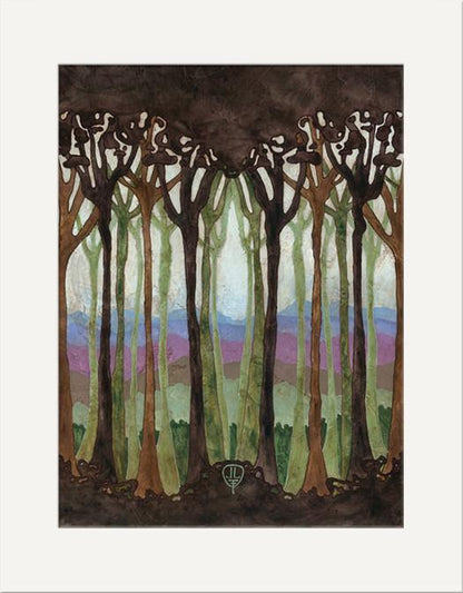 Julie Leidel Art Nouveau Silhouette Forest Print Decor The Bungalow Craft 4 x 8 Matted Print 