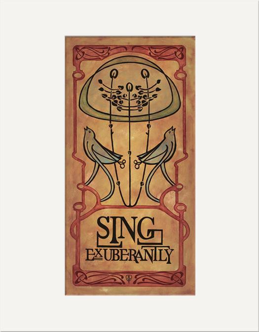 Julie Leidel Art Nouveau Sing Exuberantly Print Decor The Bungalow Craft 4 x 8 Matted Print 