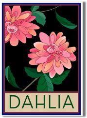 Stylized Craftsman Dahlia Print Decor Wildflower Graphics 