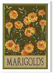 Stylized Craftsman Marigold Print Decor Wildflower Graphics 