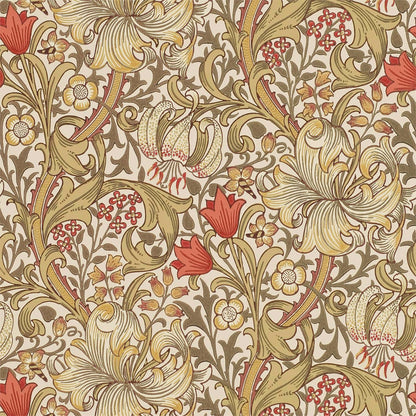 William Morris Golden Lily Wallpaper Decor Zoffany Biscuit/Brick 