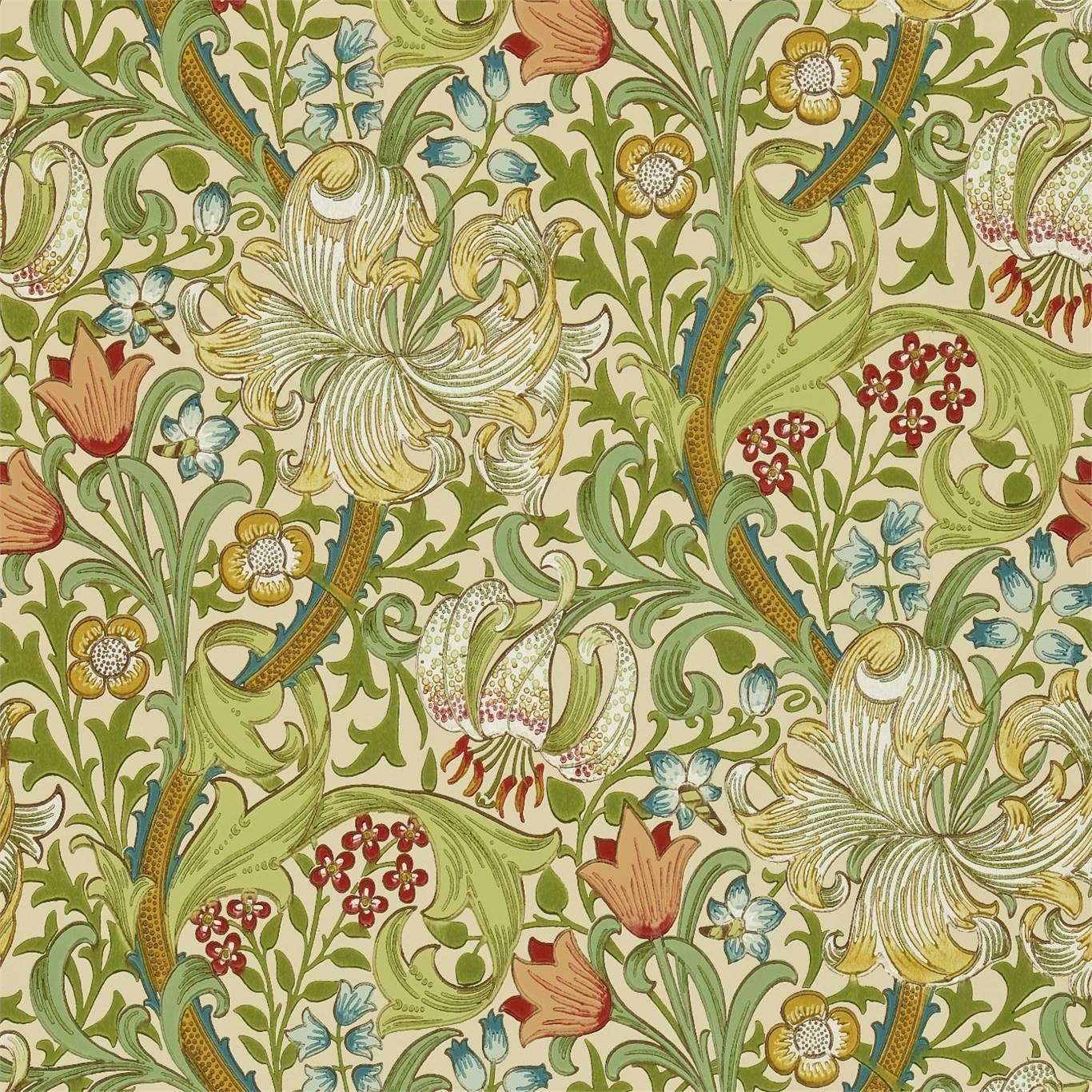 William Morris Golden Lily Wallpaper Decor Zoffany Pale Biscuit 