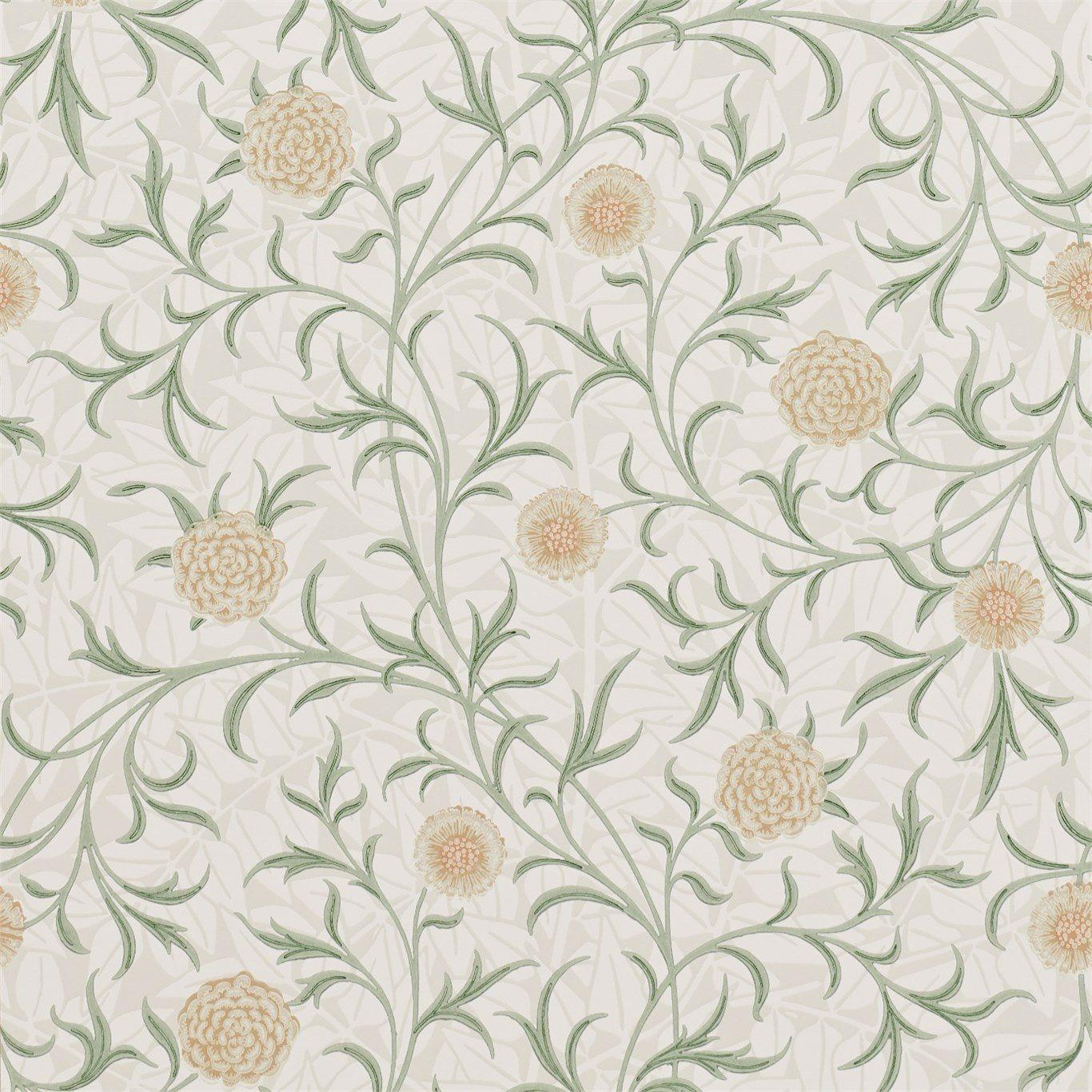William Morris Scroll Wallpaper Decor Zoffany Thyme/Pear 